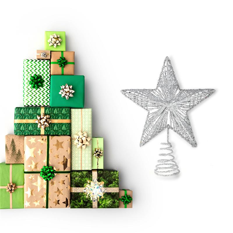 1 gab. Izsmalcināts dzelzs mākslas ornaments, skaista koku zvaigzne Ziemassvētkiem (rozā)