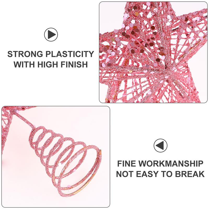 1 gab. Izsmalcināts dzelzs mākslas ornaments, skaista koku zvaigzne Ziemassvētkiem (rozā)