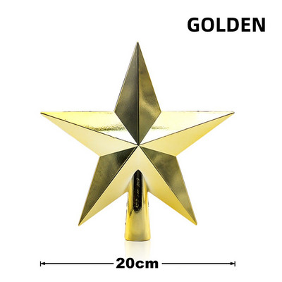 Brad de Crăciun de 20 cm Steaua de Sus 3D Auriu Argintiu Roșu Pentagramă Ornamente pentru brad de Crăciun Decor pentru casă Navidad Anul Nou 2023 Cadouri Natal Noel