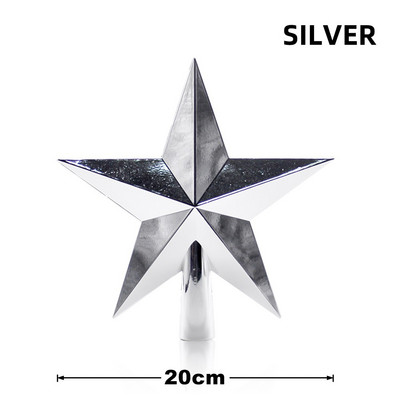 Brad de Crăciun de 20 cm Steaua de Sus 3D Auriu Argintiu Roșu Pentagramă Ornamente pentru brad de Crăciun Decor pentru casă Navidad Anul Nou 2023 Cadouri Natal Noel