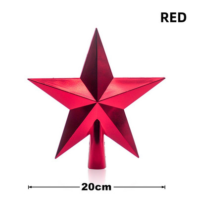 Brad de Crăciun de 20 cm Steaua de Sus 3D Auriu Argintiu Roșu Pentagramă Ornamente pentru brad de Crăciun Decor pentru casă Navidad Anul Nou 2023 Cadouri Natal Noel