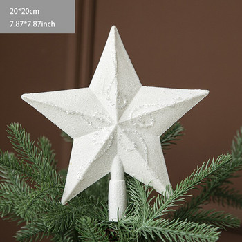 Куха бяла блестяща коледна елха Горна звезда 2023 г. Коледна украса за дома Новост Новогодишна коледна елха Орнаменти Аранжьори