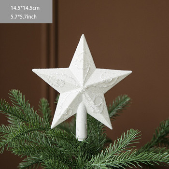 Χριστουγεννιάτικο δέντρο Hollow White Glitter Top Star 2023 Χριστουγεννιάτικα στολίδια για το σπίτι Πρωτοχρονιάτικα στολίδια χριστουγεννιάτικων δέντρων