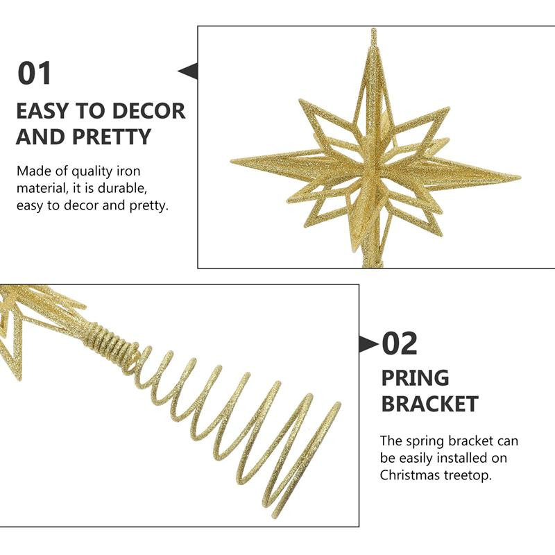 Brad de Crăciun cu sclipici auriu/argintiu Stele de fier Decoratiuni de Crăciun pentru casă Ornamente pentru brad de Crăciun Anul Nou 2021