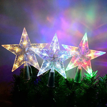 LED звездна лампа Коледна елха Горна звездна светлина Коледно дърво Висящи орнаменти Захранване на батерията Новогодишна коледна украса за дома