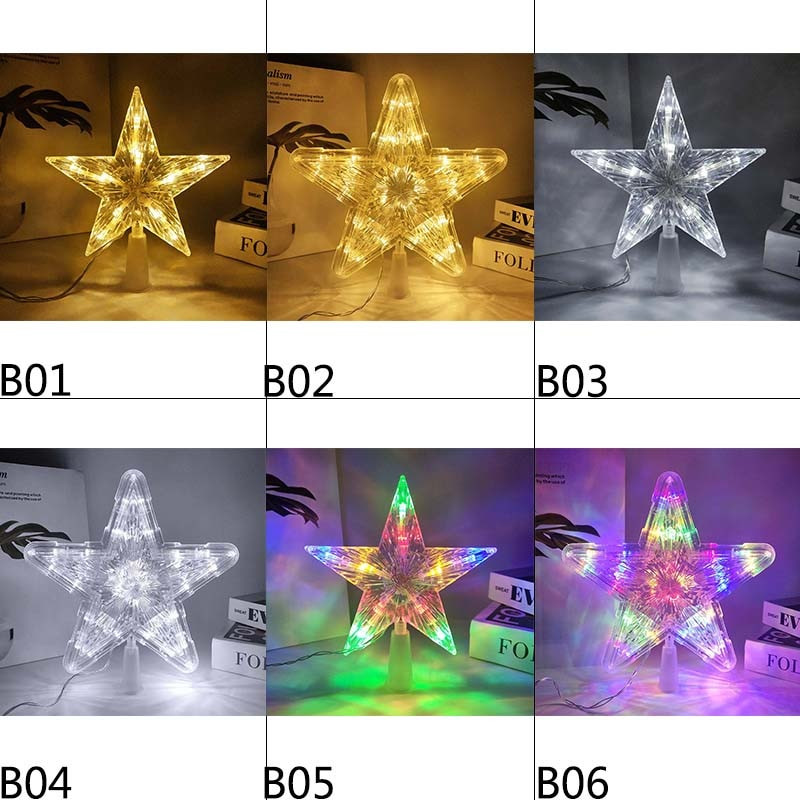 LED-tähelamp Jõulupuu Top Star Light Rippuvad jõulupuu kaunistused Patarei toide Uusaasta jõulukaunistused koju