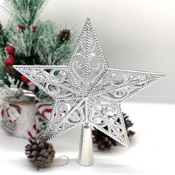 Коледна елха Звезда Златни блясък Коледни орнаменти Блестяща петолъчка звезда Коледно дърво Toppers Нова година 2023 Орнаменти