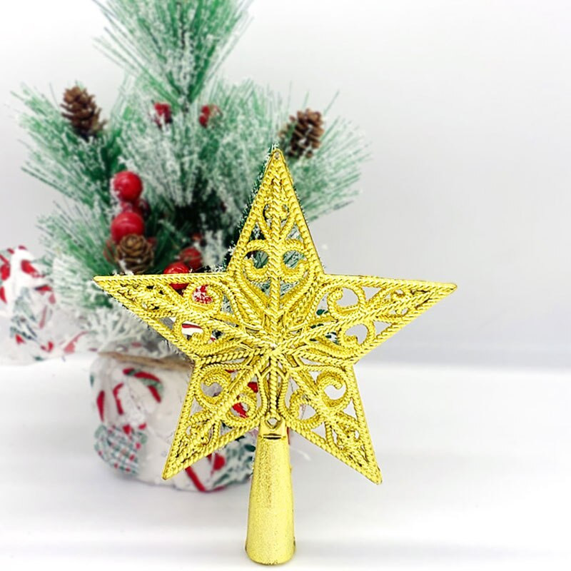 Brad de Crăciun Top Star Ornamente de Crăciun cu sclipici auriu Steaua strălucitoare cu cinci colțuri Decorații pentru brad de Crăciun Ornamente de Anul Nou 2023