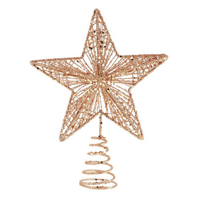 Jõulupuu ladva raudkunst ehispuu täht jõuludeks Jõulupuu ladva täht navidad kaunistus noel (Rose Gold)