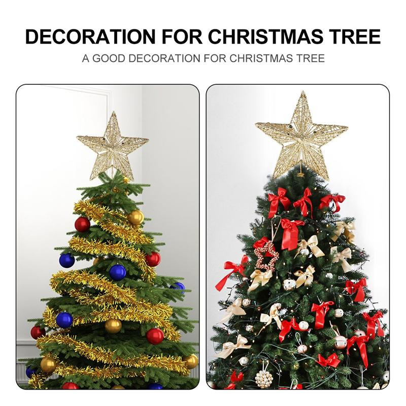 Jõulupuu ladva raudkunst ehispuu täht jõuludeks Jõulupuu ladva täht navidad kaunistus noel (Rose Gold)