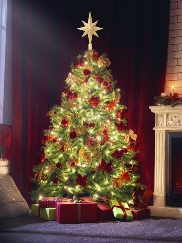 Trodimenzionalni ukras s osmerokrakom zvijezdom na vrhu božićnog drvca izvrsne izrade za spavaću sobu i dnevni boravak