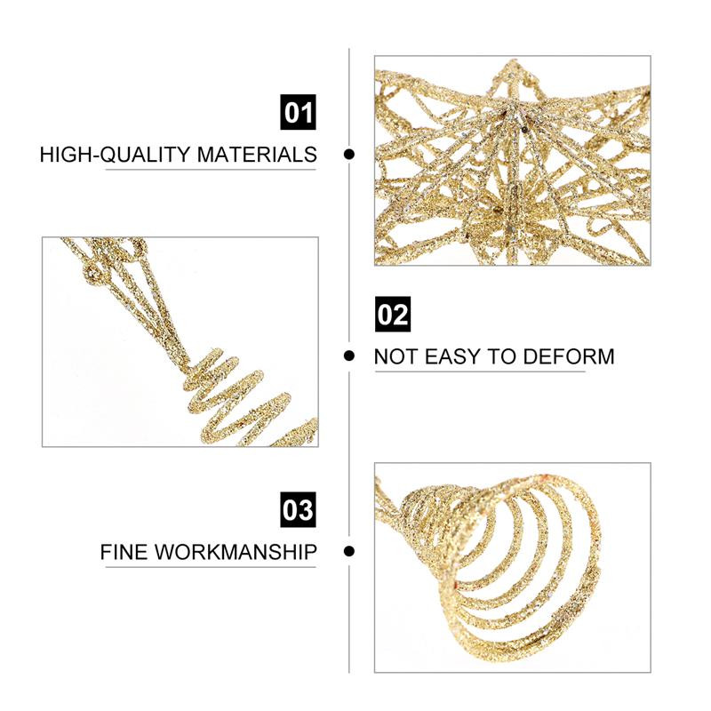 Zvjezdica od anisa Zlatna zvjezdica Božićni blagdanski vrh za drvce Iron Star Festival Dekoracija krošnji za kućnu zabavu bez svjetla