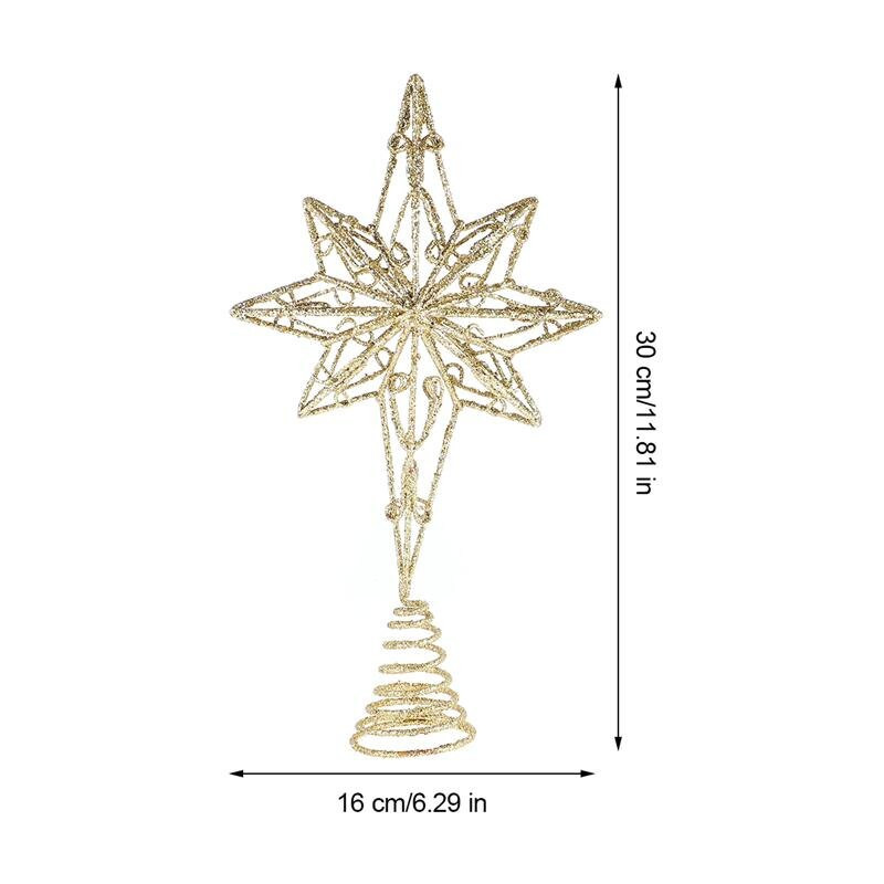 Zvjezdica od anisa Zlatna zvjezdica Božićni blagdanski vrh za drvce Iron Star Festival Dekoracija krošnji za kućnu zabavu bez svjetla