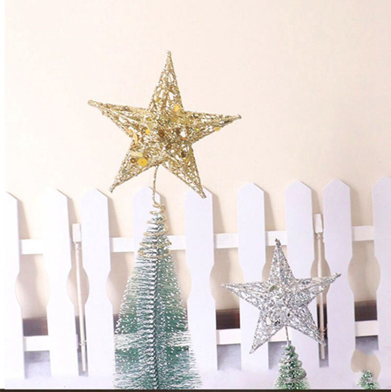 12/15/20 cm zlatna željezna zvijezda na vrhu božićnog drvca za božićno drvce Ukrasi na vrhu drvca Navidad Noel Kerst Natalna novogodišnja dekoracija za zabavu