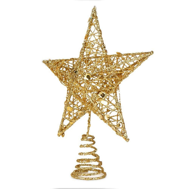 12/15/20 cm zlatna željezna zvijezda na vrhu božićnog drvca za božićno drvce Ukrasi na vrhu drvca Navidad Noel Kerst Natalna novogodišnja dekoracija za zabavu