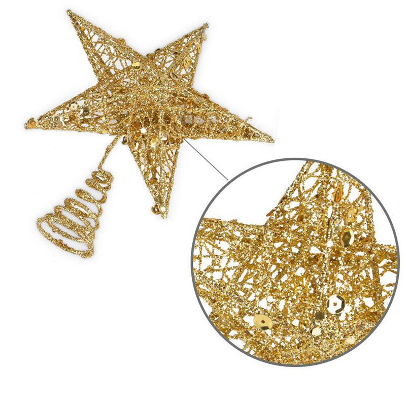 12/15/20 cm zlatna željezna zvijezda na vrhu božićnog drvca za božićno drvce Ukrasi na vrhu drvca Navidad Noel Kerst Natalna novogodišnja dekoracija za zabavu