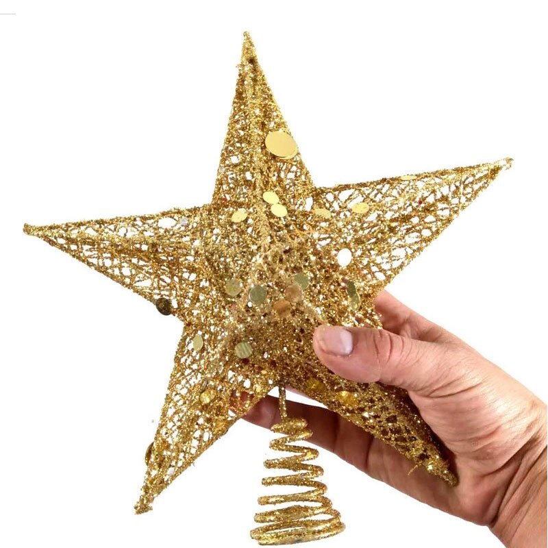 12/15/20 cm zlatna željezna zvijezda na vrhu božićnog drvca za božićno drvce Ukrasi na vrhu drvca Navidad Noel Kerst Natalna novogodišnja dekoracija za zabavu