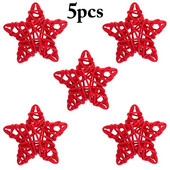 5Pcs/Set Božićno drvce Zvjezdice od ratana Viseće dekoracije Kreativni set ukrasa od ratana DIY Dodaci za uređenje doma za božićnu zabavu