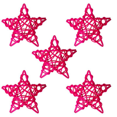 5Pcs/Set Božićno drvce Zvjezdice od ratana Viseće dekoracije Kreativni set ukrasa od ratana DIY Dodaci za uređenje doma za božićnu zabavu