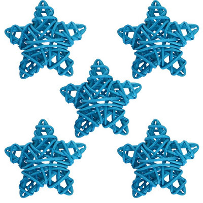 5Pcs/Set Božićno drvce Zvjezdice od ratana Viseće dekoracije Kreativni set ukrasa od ratana DIY Dodaci za uređenje doma za božićnu zabavu