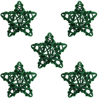 5Pcs/Set Božićno drvce Zvjezdice od ratana Viseće dekoracije Kreativni set ukrasa od ratana DIY Dodaci za uređenje doma za božićnu zabavu