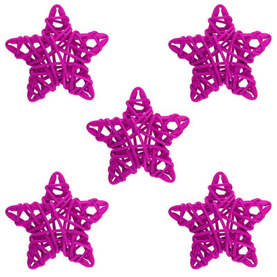 5Pcs/Set Božićno drvce Zvjezdice od ratana Viseće dekoracije Kreativni set ukrasa od ratana DIY Dodaci za uređenje doma za božićnu zabavu