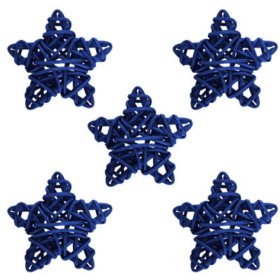 5Pcs/Set Božićno drvce Zvjezdice od ratana Viseće dekoracije Kreativni set ukrasa od ratana DIY Dodaci za uređenje doma za božićnu zabavu