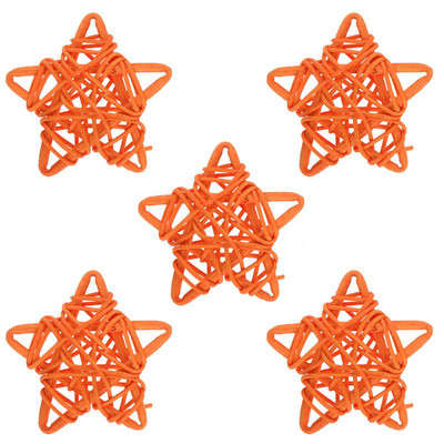 5Pcs/Set Božićno drvce Zvjezdice od ratana Viseće dekoracije Kreativni set ukrasa od ratana DIY Dodaci za uređenje doma za božićnu zabavu