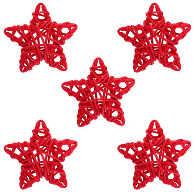 5Pcs/Set Božićno drvce Zvjezdice od ratana Viseće dekoracije Kreativni set ukrasa od ratana DIY Dodaci za uređenje doma za božićnu zabavu