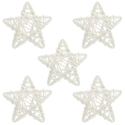 5Pcs/Set Božićno drvce Zvjezdice od ratana Viseće dekoracije Kreativni set ukrasa od ratana DIY Dodaci za uređenje doma za božićnu zabavu