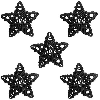 5Pcs/Set Božićno drvce Zvjezdice od ratana Viseće dekoracije Kreativni set ukrasa od ratana DIY Dodaci za uređenje doma za božićnu zabavu