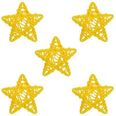 5Pcs/Set Božićno drvce Zvjezdice od ratana Viseće dekoracije Kreativni set ukrasa od ratana DIY Dodaci za uređenje doma za božićnu zabavu