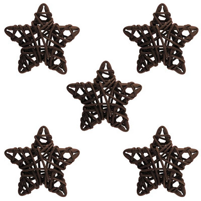 5Pcs/Set Božićno drvce Zvjezdice od ratana Viseće dekoracije Kreativni set ukrasa od ratana DIY Dodaci za uređenje doma za božićnu zabavu