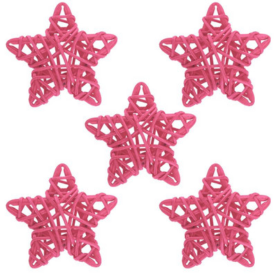 5Pcs/Set Božićno drvce Zvjezdice od ratana Viseće dekoracije Kreativni set ukrasa od ratana DIY Dodaci za uređenje doma za božićnu zabavu