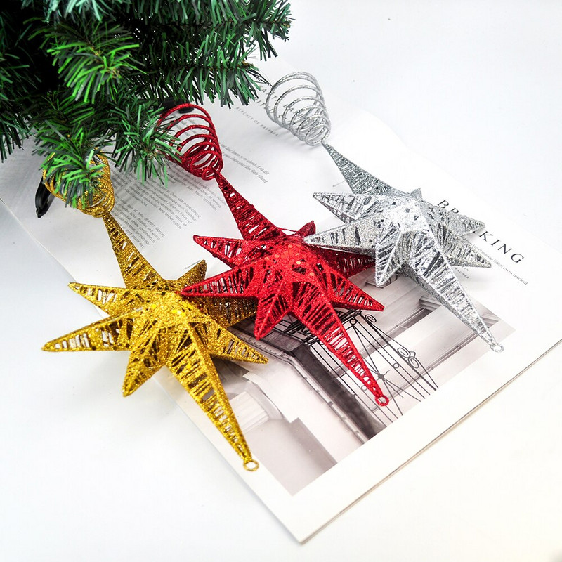1kom zlatnih svjetlucavih vrhova božićnog drvca željezne zvijezde Božićni ukrasi za dom Božićni ukrasi za drvce Navidad Nova godina 2021.