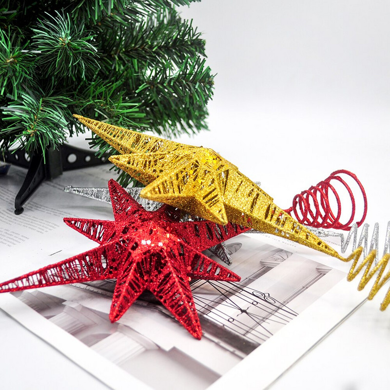 1kom zlatnih svjetlucavih vrhova božićnog drvca željezne zvijezde Božićni ukrasi za dom Božićni ukrasi za drvce Navidad Nova godina 2021.