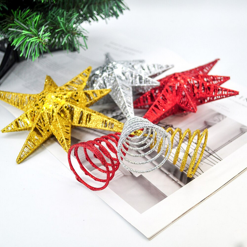 1kom zlatnih svjetlucavih vrhova božićnog drvca željezne zvijezde Božićni ukrasi za dom Božićni ukrasi za drvce Navidad Nova godina 2021.