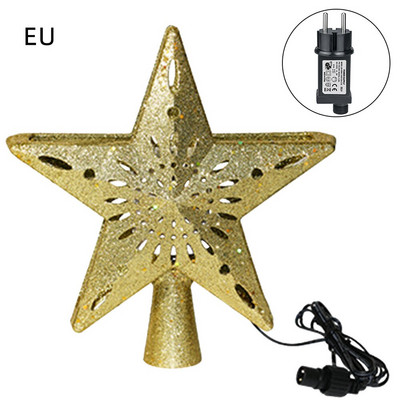Hollow 3D Star Διακοσμήσεις Χριστουγεννιάτικου Δέντρου Topper Led Snowflake Star Φωτιστικό Νυχτερινό Προβολέα Διακόσμηση πάρτι για το σπίτι