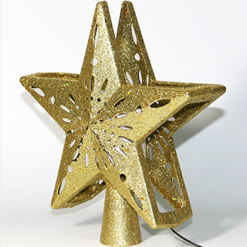 Hollow 3D Star Διακοσμήσεις Χριστουγεννιάτικου Δέντρου Topper Led Snowflake Star Φωτιστικό Νυχτερινό Προβολέα Διακόσμηση πάρτι για το σπίτι