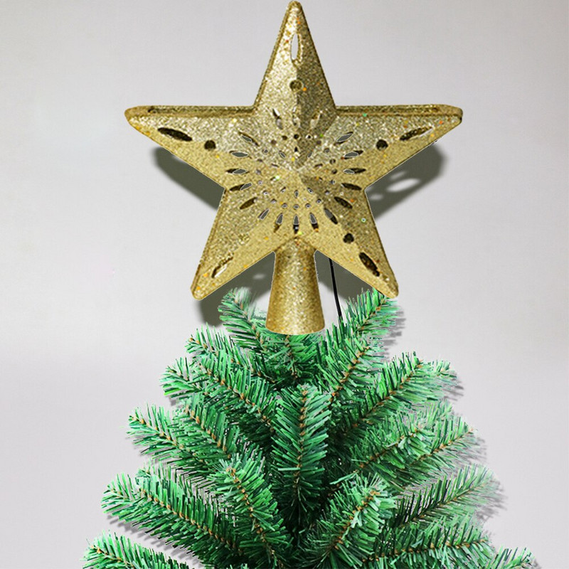 Hollow 3D Star Διακοσμήσεις Χριστουγεννιάτικου Δέντρου Topper Led Snowflake Star Φωτιστικό Νυχτερινό Προβολέα Διακόσμηση πάρτι για το σπίτι