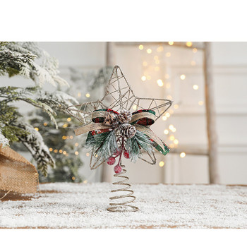 Iron Glitter Star Χριστουγεννιάτικο Δέντρο Κορυφαία Στολίδια Χρυσά 3D Πέντε Αστέρων κουκουνάρι Λουλούδι Xmas Trees Topper Καλά Χριστουγεννιάτικη διακόσμηση