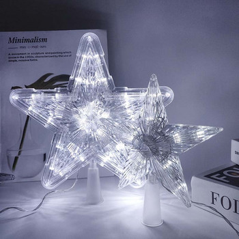 Χριστουγεννιάτικο δέντρο Topper Star Lights Λάμπα για Noel Πρωτοχρονιάτικο Γιορτινό Στολίδι Φωτιστικό LED Πεντάκτινο αστέρι που αναβοσβήνει Λειτουργία 2 μεγέθη