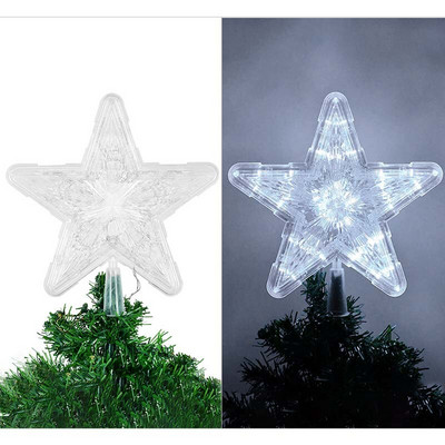 Jõulupuu Topper Star Lights Lamp Noeli uusaastapeole pühadekoristus LED-lamp Viieharulise tähe vilkuv režiim 2 suurust