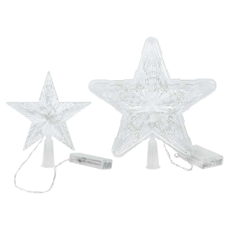 Jõulupuu Topper Star Lights Lamp Noeli uusaastapeole pühadekoristus LED-lamp Viieharulise tähe vilkuv režiim 2 suurust