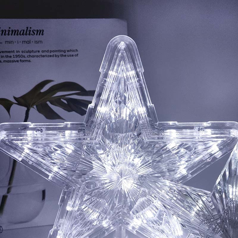 Jõulupuu Topper Star Lights Lamp Noeli uusaastapeole pühadekoristus LED-lamp Viieharulise tähe vilkuv režiim 2 suurust