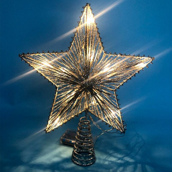 Коледна елха LED звезда Tree Topper Захранван от батерии Treetop Decoration Висяща коледна украса Коледна украса Topper Star