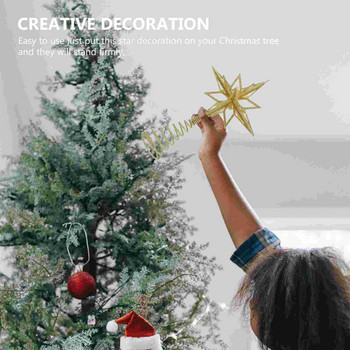 Златен/сребърен блестящ връх на коледно дърво Желязна звезда Коледни декорации за дома Орнаменти за коледно дърво Navidad Нова година 2021