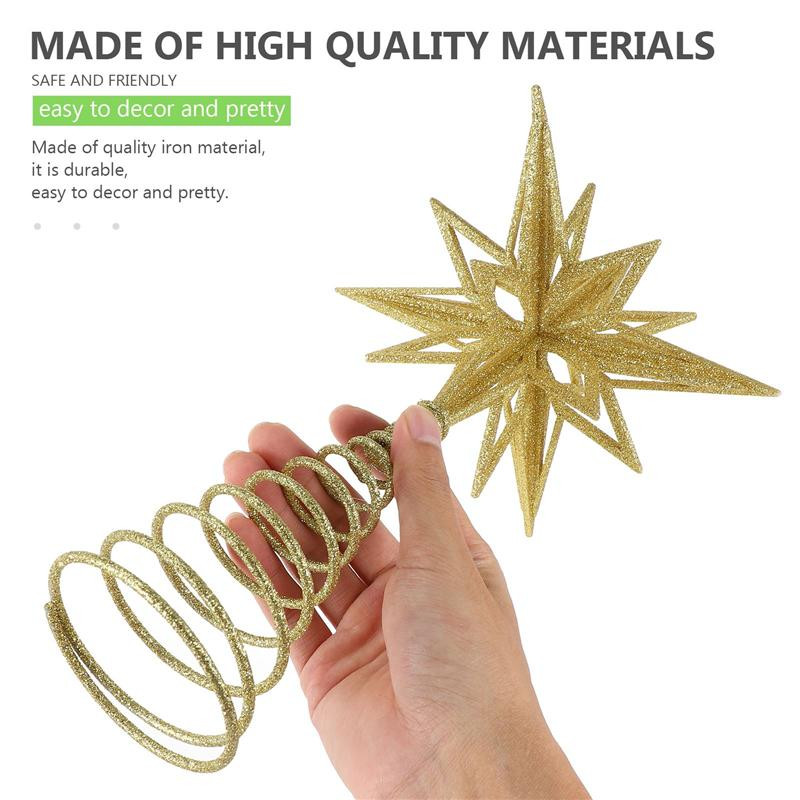 Χρυσό/Ασημί Glitter Χριστουγεννιάτικο Δέντρο Κορυφαίο Iron Star Χριστουγεννιάτικα στολίδια για στολίδια χριστουγεννιάτικων δέντρων στο σπίτι Navidad Νέο Έτος 2021