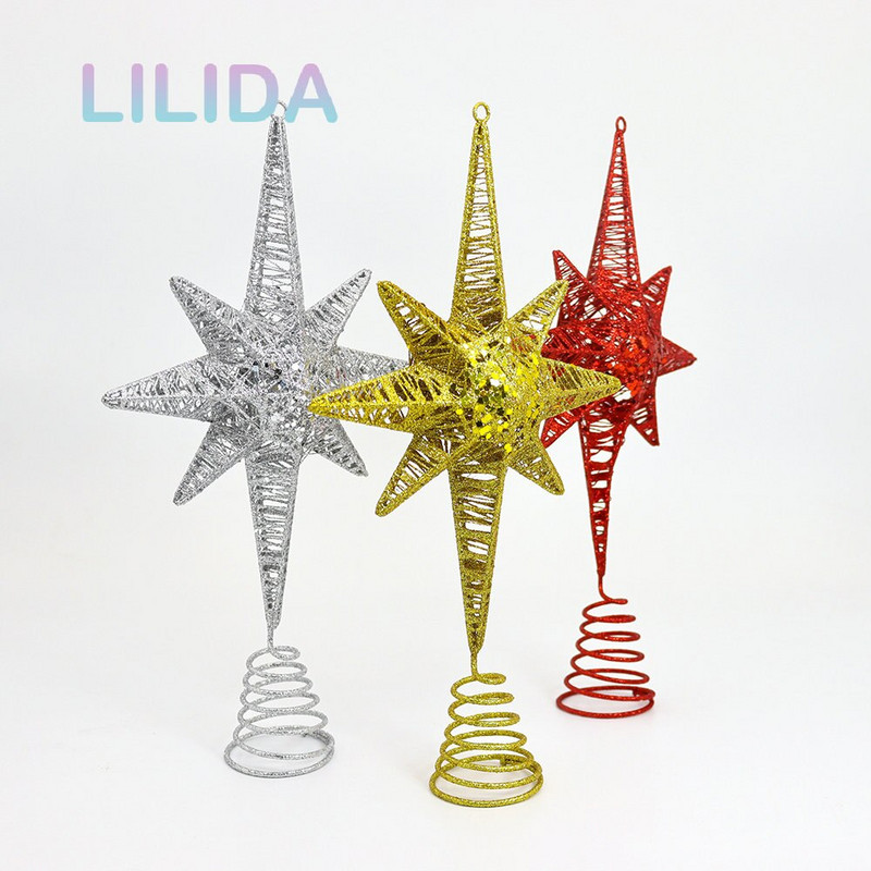 28 cm Kalėdų eglutės viršus Geležinės blizgančios žvaigždės Kalėdų eglutės papuošimai Namų dekoras Kalėdiniai kabantys papuošalai Navidad Naujieji 2023 m.