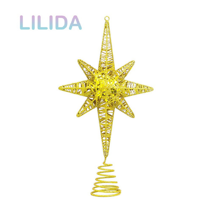 28 cm Kalėdų eglutės viršus Geležinės blizgančios žvaigždės Kalėdų eglutės papuošimai Namų dekoras Kalėdiniai kabantys papuošalai Navidad Naujieji 2023 m.